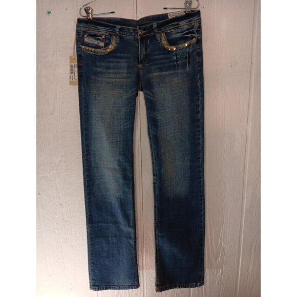 Diesel LOWKY Jeans Womens 28 x 33 Blue Denim Sequin 0071L-STRETCH $320 New - Picture 3 of 10